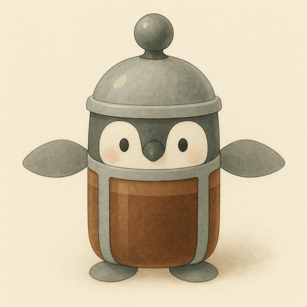 Mocha the Coffee Penguin front illustration